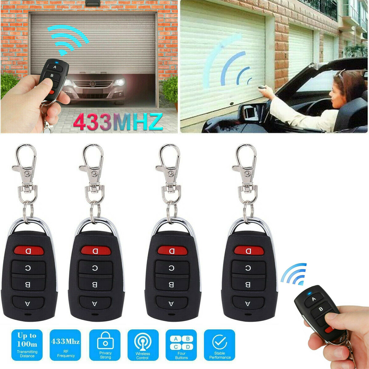 Universal Cloning Electric Gate Garage Door Remote Control Key Fob