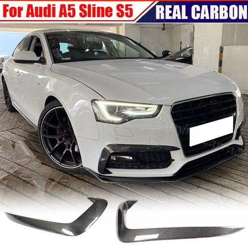 Se adapta a la luz delantera parachoques patos divisores de carbono real para Audi A5 Sline S5 12-16