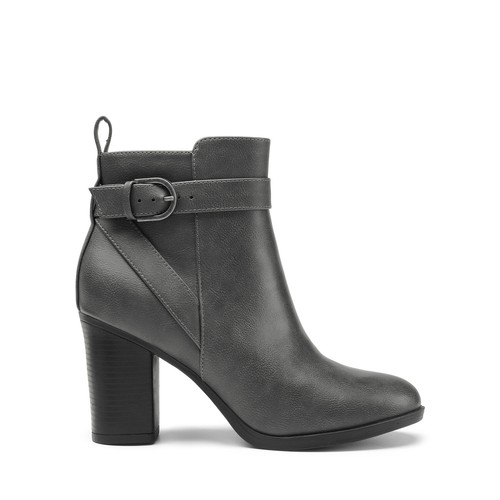 Women Round Toe Chunky Block High Heel Side Zipper Ankle Booties Shoes - Picture 16 of 38