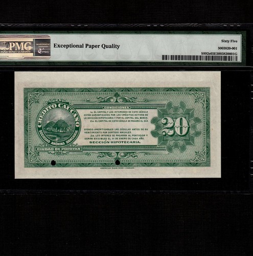Colombia 20 Pesos 1919 P-S892s * PMG Gem Unc 65 EPQ * Specimen * - Picture 2 of 2