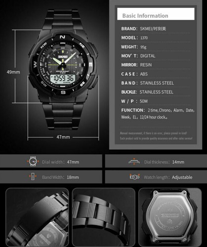 SKMEI Digital Dual Display Sport Luxury For Men Multifunction Watch Quartz 1370 - Picture 10 of 18