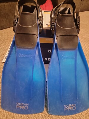 Oceanic Ocean Pro SMALL Blue Black Scuba Diving Fin Vintage Flippers Adjustable