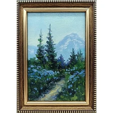 Summer nature Oil painting Original art Forest landscape meadow 4 x 6 mini Art