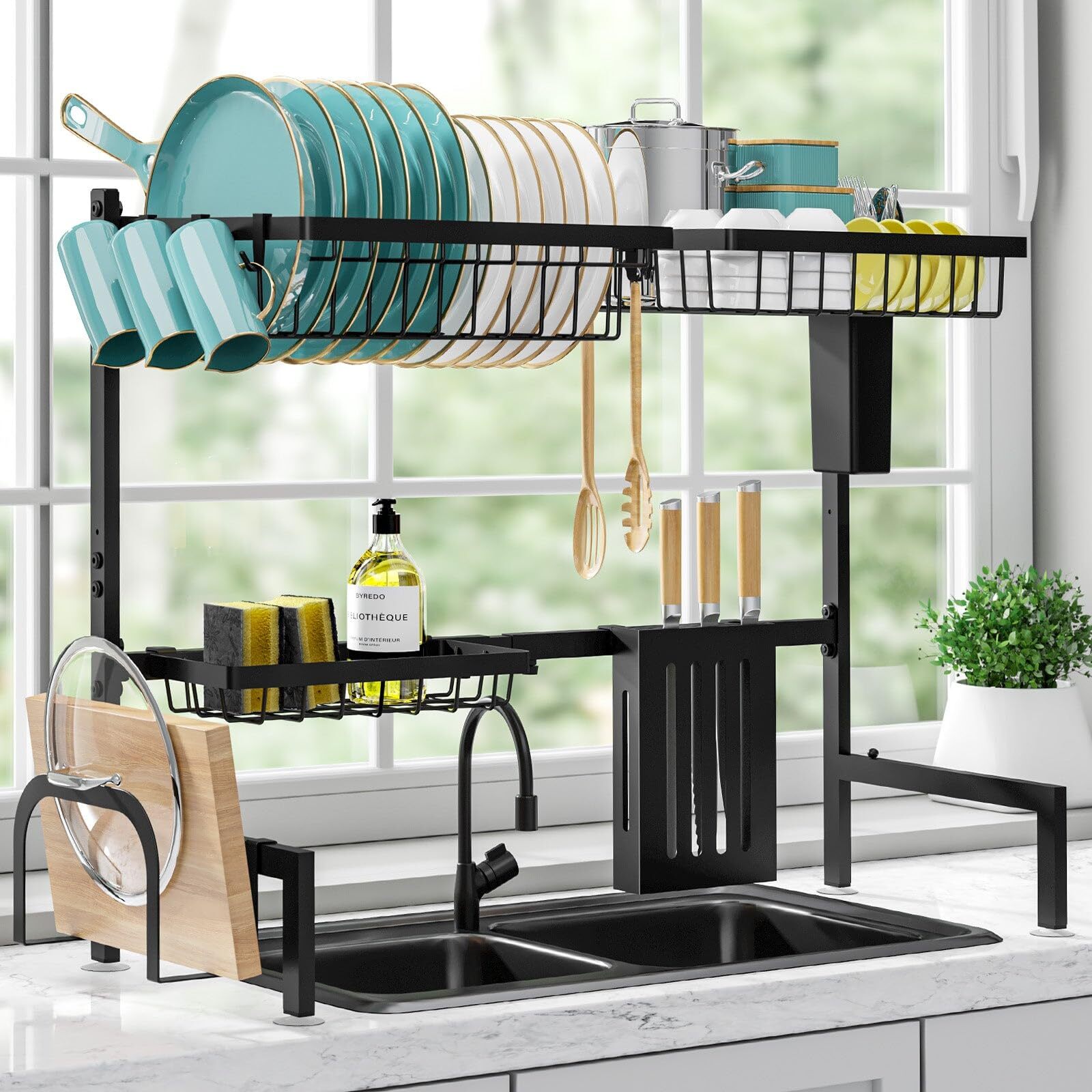 Escurridor De Platos Estante Grande Para Cocina Escurreplatos Sobre El Fregadero
