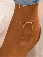 Gold Anklet 14k Women Non Tarnish Waterproof Stainless Steel Beach Jewelry 