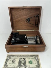 Vintage Thorens Automatic Disc Walnut Music Box Walnut Disc Box w/ 5 Disk Swiss