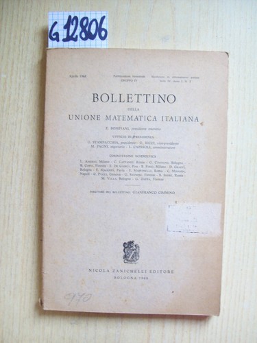 BOLLETTINO DELLA UNIONE MATEMATICA ITALIANA - ZANICHELLI - 1968 - 第 1/1 張圖片