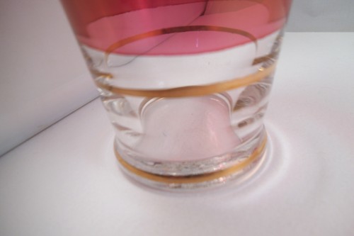 Vintage Ruby Flash Clear Glass Etched Flower Decanter & Cordial Set - Picture 9 of 12