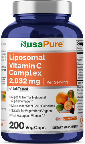 Liposomal Vitamin C 2032Mg - 200 Veggie Capsules with Bioperine