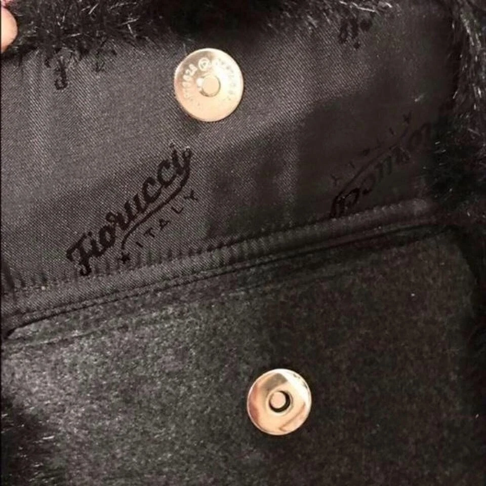 MUJER VINTAGE AÑOS 80 FIORUCCI FIELTRO NEGRO BOLSO HOMBRO NYC INVIERNO PUNK NEW WAVE Foto 3 de 4