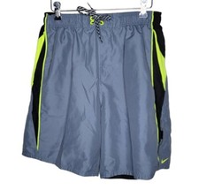 L Nike Board Shorts Black Grey Neon Logo Dri-Fit Active Swim Trunks Gym Brief