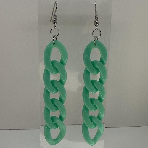 Acrylic chain earrings, long kitsch earrings pink blue purple 10.5 cm long - Picture 64 of 84