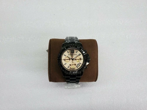 MICHAEL KORS EVEREST CHRONOGRAPH DATE BLACK ST. STEEL LADIES WATCH MK5872 NEW - Picture 2 of 10