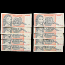 10x Yugoslavia 50 Million Dinara Circulated Banknote Currency Hyperinflation