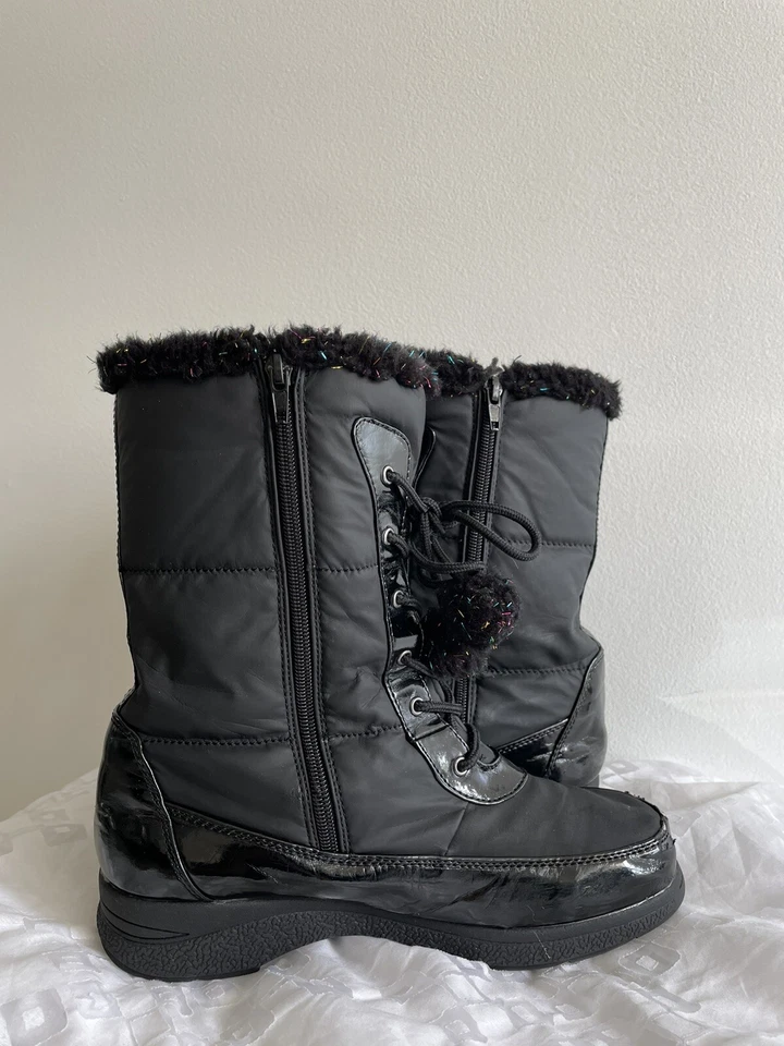 Totes Kohls Invierno Botas Impermeables Casey Negro Niñas Talla 5M. Foto 3 de 4