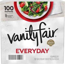 Vanity Fair Everyday Paper Napkins, 100 Count, Soft and Smooth for Everyday Meal