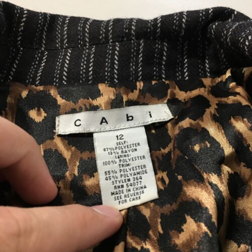 Cabi Cropped Blazer Jacket Womens 12 Black Striped Button Up Notch Lapel Office - Picture 17 of 20