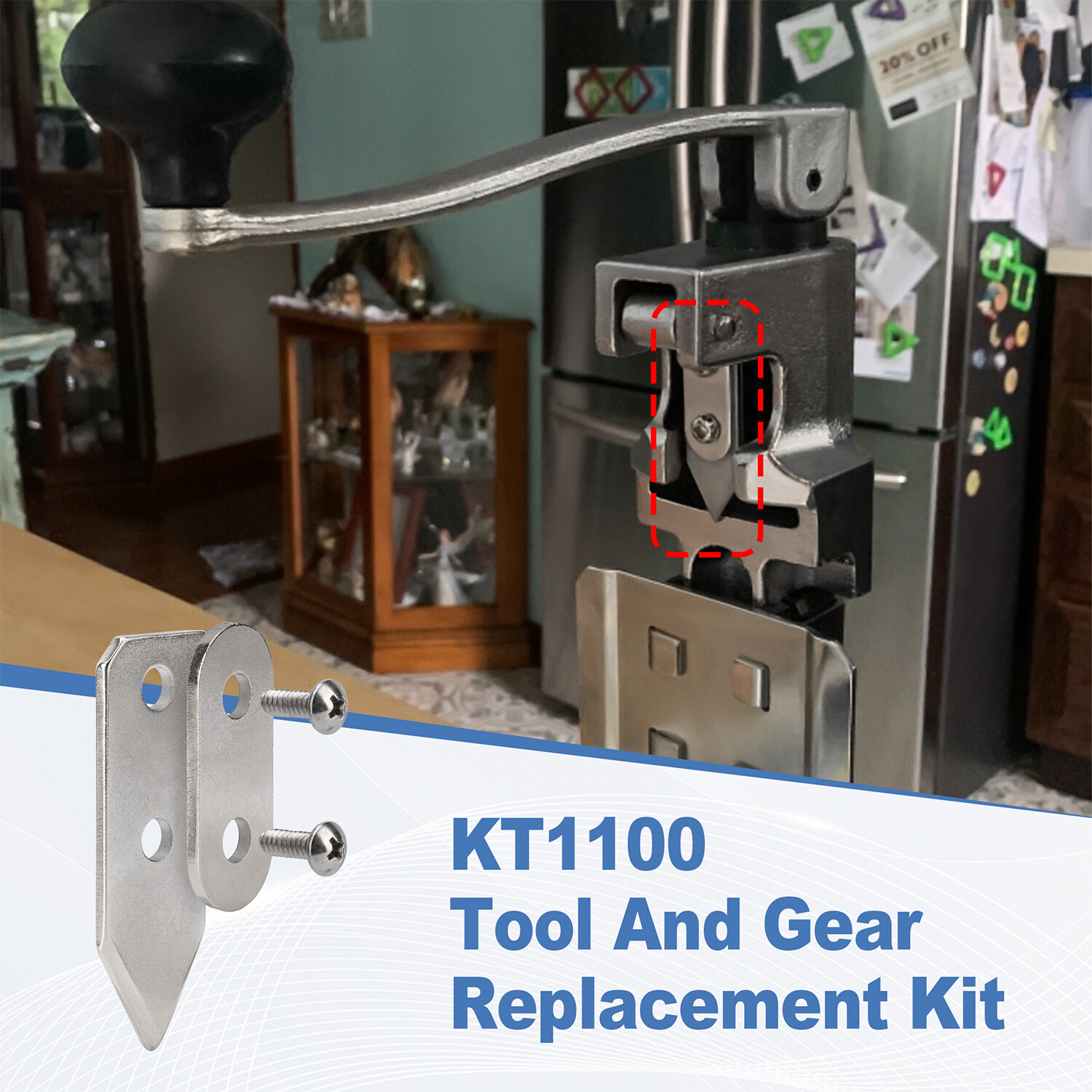 KT1100 Knife and Gear Replacement Kit for #1 Can Openers，Includes Gear, Knife