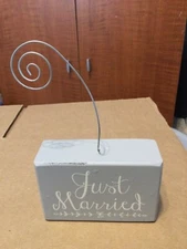 Just Married Wood Wedding Decoration/Card Or Picture Holder 4” x 2.5” x 1.5”