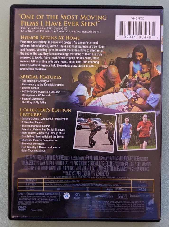 Courageous (DVD, 2012, Canadian) - Image 2 of 4