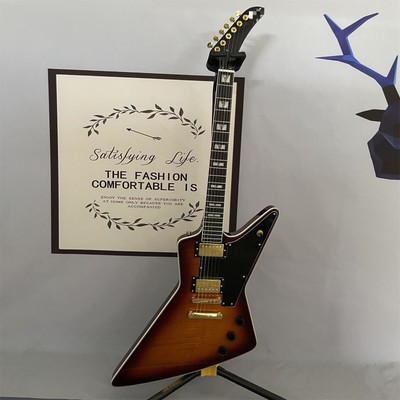 Flamed Maple Top Explorer Electric Guitar Vintage Sunburst HH Pickups 6 String