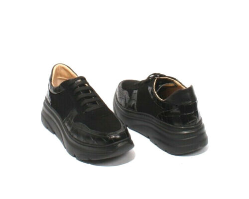 Luca Grossi 554 Black Leather Suede Lace-Up Platform Sneaker Shoes 39.5 / US 9.5 - Picture 2 of 8