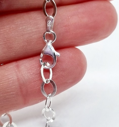 Sterling Silver Necklace Chain Forzatina Motif Flat Link 925 - 18inch - 5mm