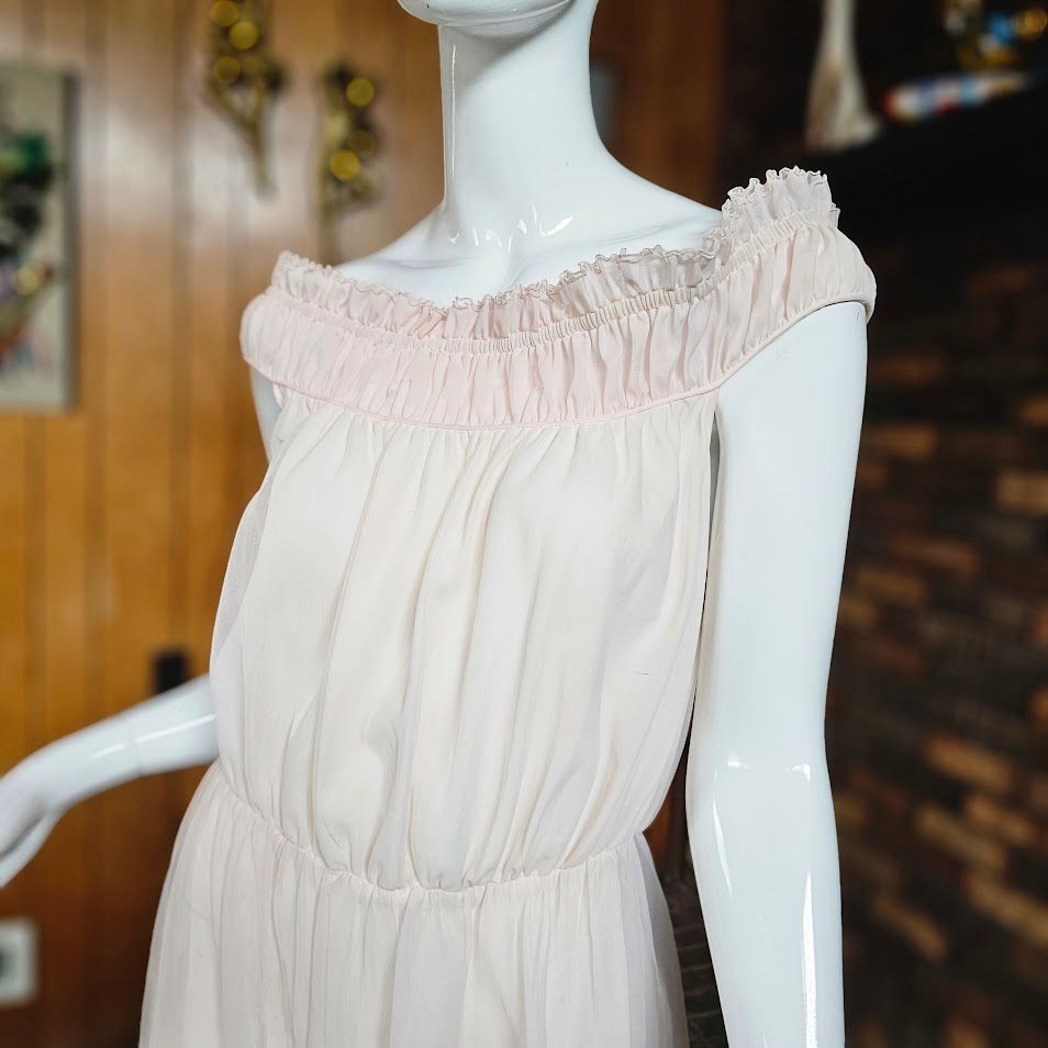 Vtg 60s Sheer Pink Genie Pinup Lingerie Nylon Paj… - image 2