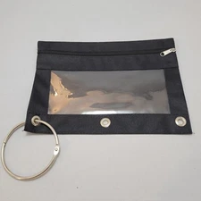 3 Ring Pen Pencil Pouch Lot of (18) Clear Window with Ring Hoop 