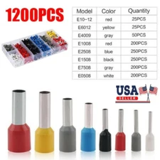 1200x Wire Copper Crimp Connector Insulated Cord Pin End Terminal Kit AWG 22-10
