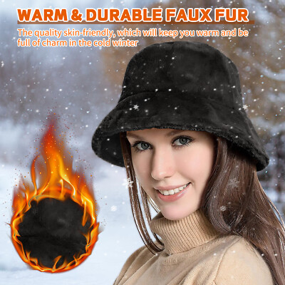 Women Fluffy Faux Fur Sherpa Fuzzy Vintage Warm Fisherman  display picture 3