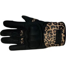 MotoGirl Bessie Ladies Leather Motorcycle Gloves Leopard Print