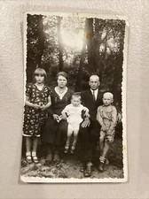 Vintage Real Photo Postcard Family In Nature Scene