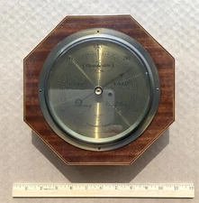 Antique Short & Mason England Octagonal Tycos Wall Barometer Wood Case