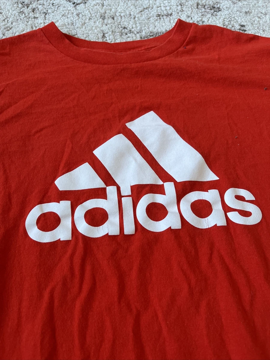 Adidas T Shirt Big Logo Graphic Mens Size Large Red White eBay