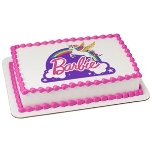 Barbie-Unicorn-Rainbow-Quarter-Sheet-Edible-Cake-Topper-Each
