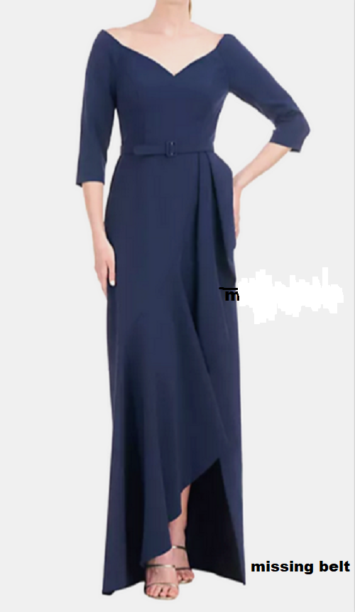kay unger formal dresses Women's Jayla Gown - Blue - Size 10 pleated bodice Kay Unger Isolde Ruffled Column