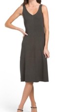 Elie Tahari Women's Brown Ribbed Knit A-Line Midi-Dress. NWT Size Large. $225