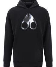 New With Tags Moose Knuckles Black Springbank Logo Cotton Hoodie Size M