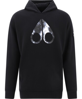 New With Tags Moose Knuckles Black Springbank Logo Cotton Hoodie