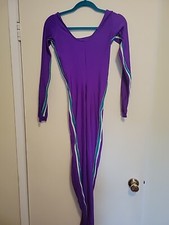 Vintage 80s Full Leotard Unitard Bodysuit Long Sleeve Lycra Scoop Neck Large