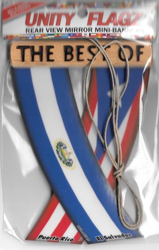 Rear view mirror car flags El Salvador and Puerto Rico unity flagz for the car - Picture 2 of 8