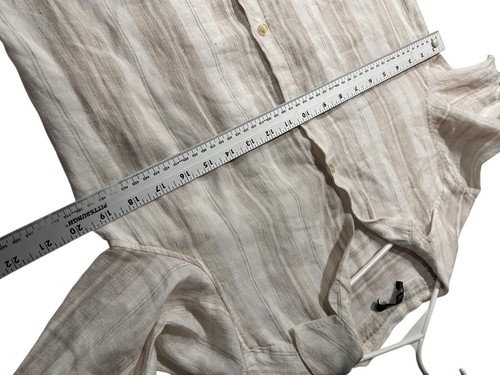 $174 Maven West Womens Shirt Dress Size M White beige striped F47 LINEN LINED - Picture 9 of 9