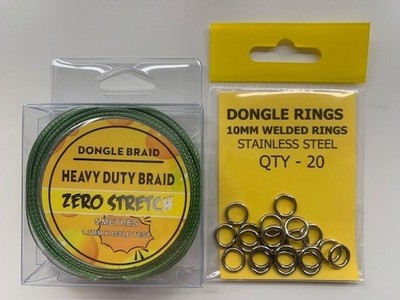 DINGLE DANGLE / DONGLE GEFLECHT - 5 Meter 400 Pfund - 1,7 mm Durchmesser & 10mm RINGE x 20