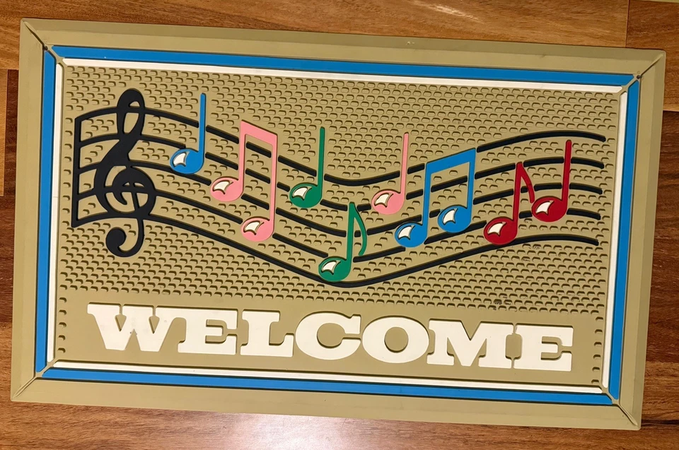 Alfombrilla Puerta Nota Musical Bienvenida Interior-Exterior Gruesa Fácil Limpieza Goma 15" X 24" Foto 2 de 2
