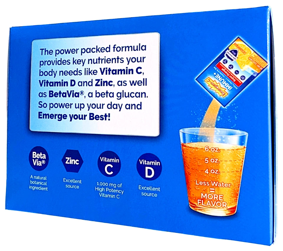 Emergen-C Immune+ 1000 mg Vitamina C + Vitamina D y Zinc 90 Paquetes EXP 05/2027 Foto 4 de 4