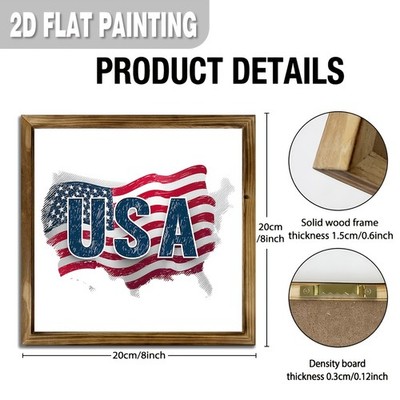 USA American Flag Map Patriotic Wall Art, 4th of July Farmhouse Decor