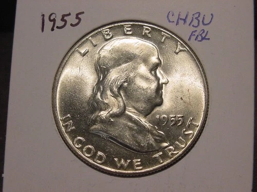 1955 FRANKLIN HALF CHOICE BU FBL WHITE COLOR NICE LUSTER BETTER DATE SHIPS FREE