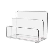 2 Section Clear Acrylic File Holder Desk Mail Organizer Letter Document Sorter
