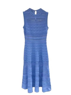  NEW AUTHENTIC Sandro Women Round Neck Ripple Sleeveless Slim Knitted Dress SML